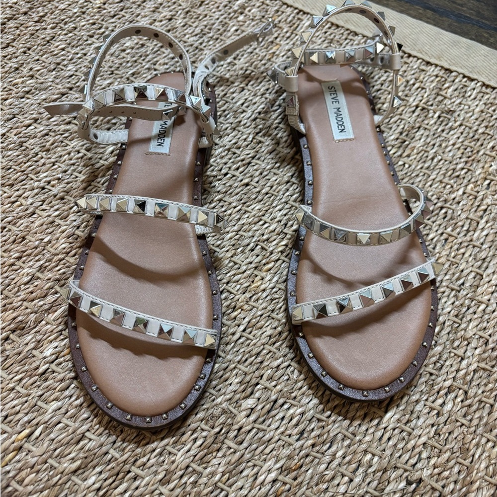 Steve Madden White Studded Sandals